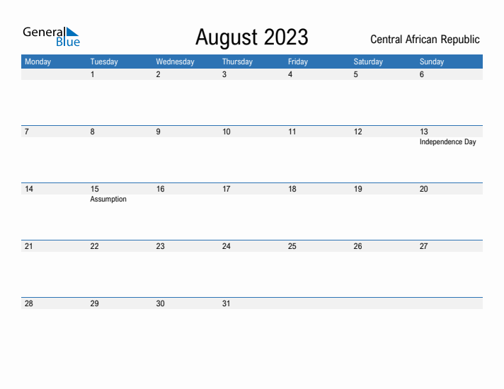 Fillable August 2023 Calendar