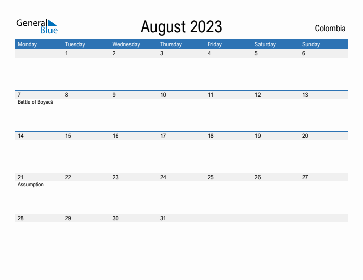 Fillable August 2023 Calendar