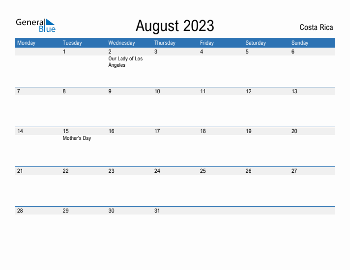 Fillable August 2023 Calendar