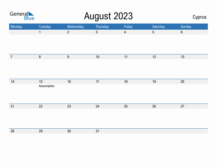 Fillable August 2023 Calendar