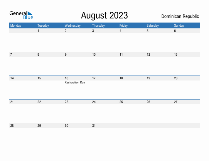 Fillable August 2023 Calendar