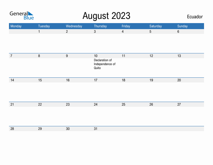 Fillable August 2023 Calendar