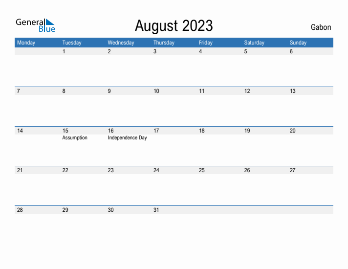 Fillable August 2023 Calendar