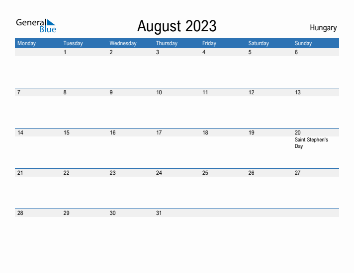 Fillable August 2023 Calendar