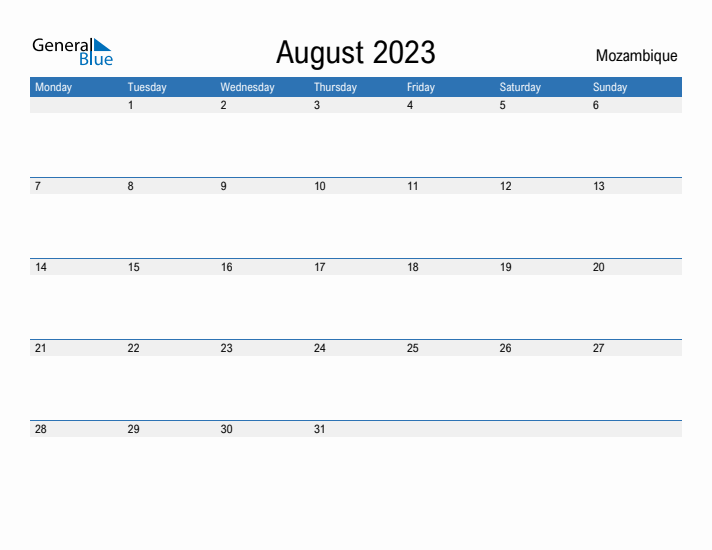 Fillable August 2023 Calendar