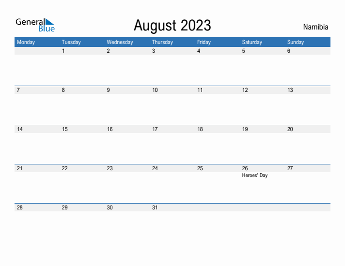 Fillable August 2023 Calendar