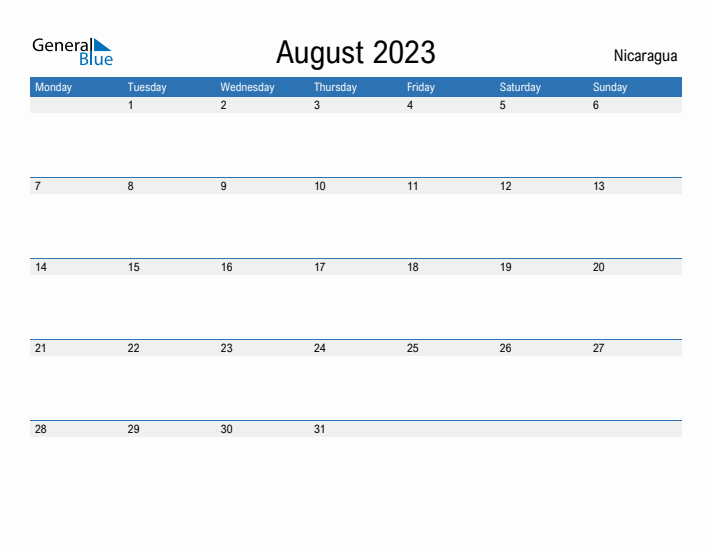 Fillable August 2023 Calendar