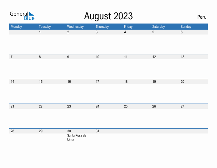 Fillable August 2023 Calendar