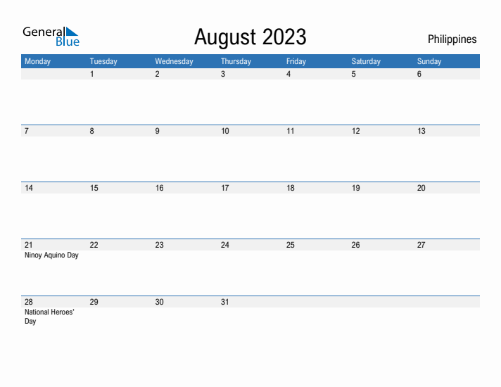 Fillable August 2023 Calendar