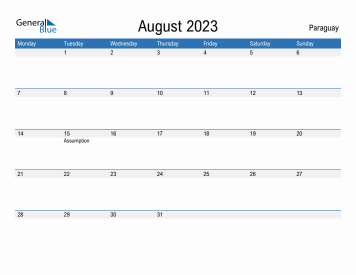 Fillable August 2023 Calendar