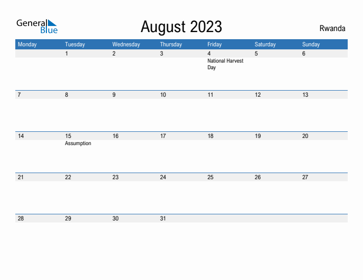 Fillable August 2023 Calendar