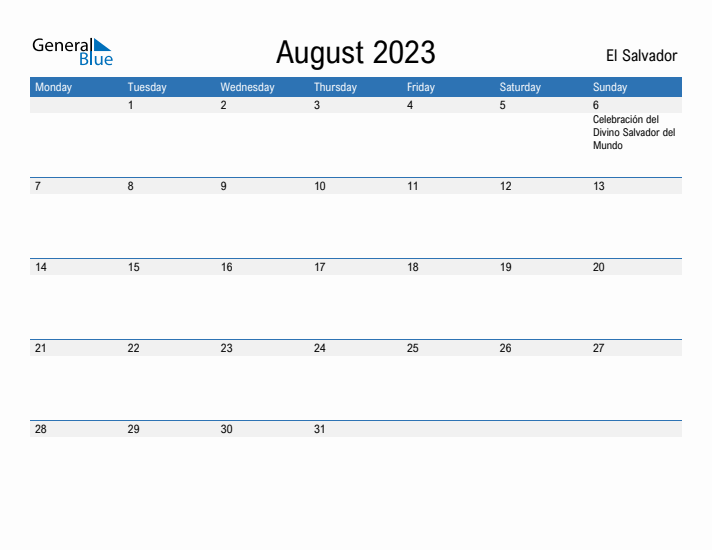 Fillable August 2023 Calendar