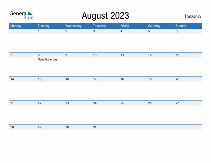 Fillable August 2023 Calendar