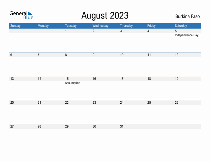 Fillable August 2023 Calendar