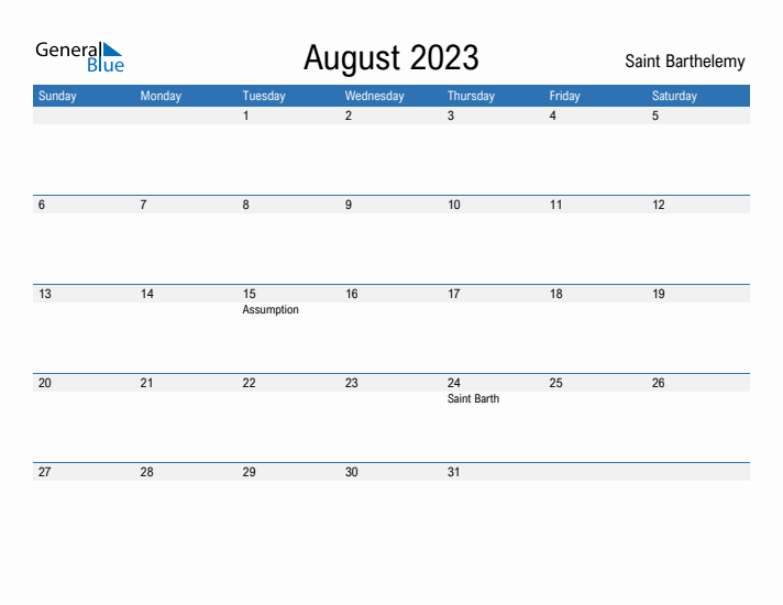 Fillable August 2023 Calendar