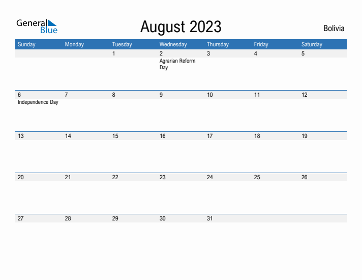 Fillable August 2023 Calendar