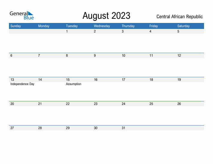 Fillable August 2023 Calendar