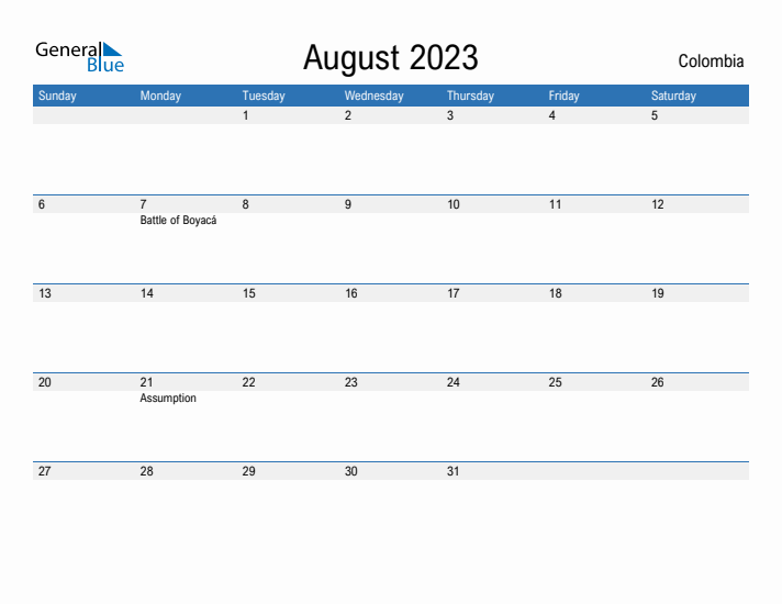 Fillable August 2023 Calendar