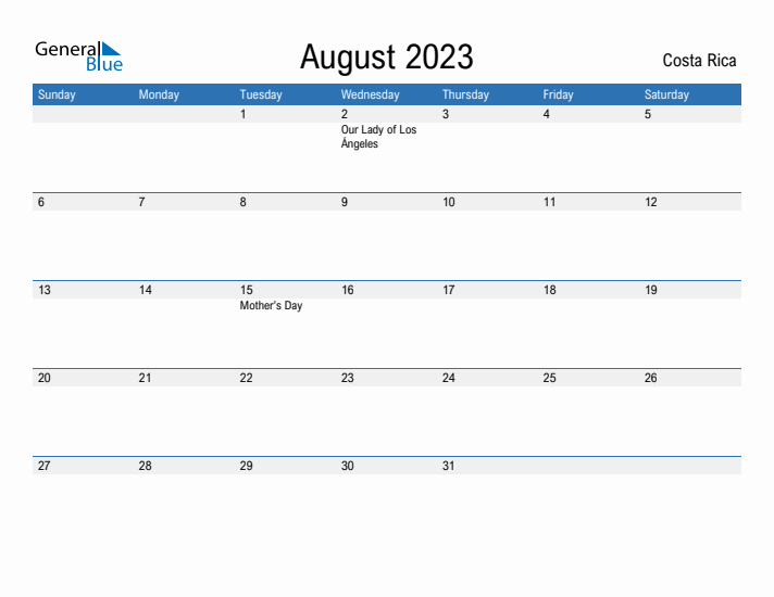 Fillable August 2023 Calendar