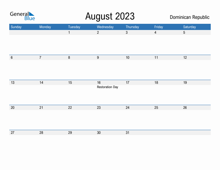 Fillable August 2023 Calendar