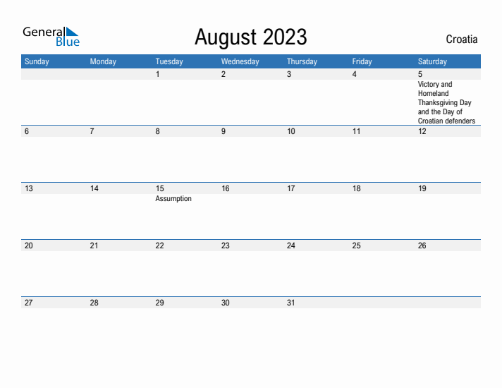 Fillable August 2023 Calendar