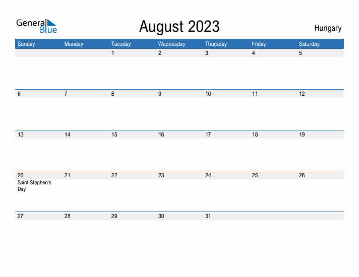 Fillable August 2023 Calendar