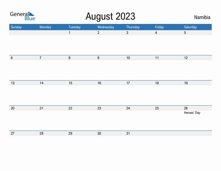 Fillable August 2023 Calendar