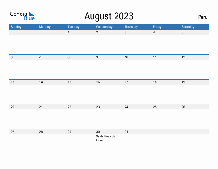 Fillable August 2023 Calendar