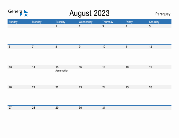 Fillable August 2023 Calendar