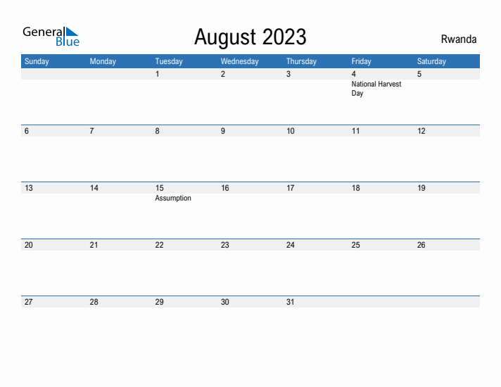 Fillable August 2023 Calendar