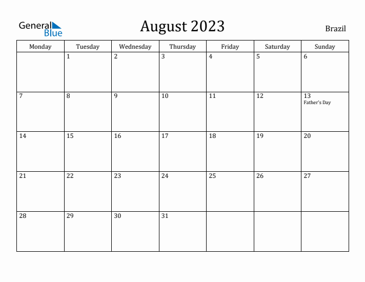 August 2023 Calendar Brazil