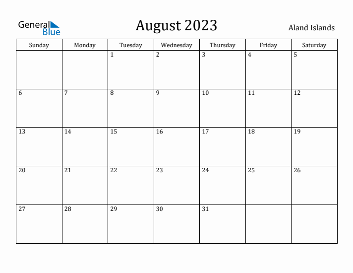 August 2023 Calendar Aland Islands