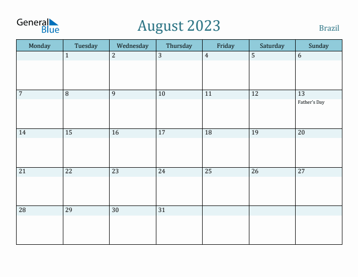 August 2023 Calendar with Holidays