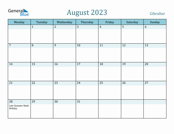 August 2023 Calendar with Holidays