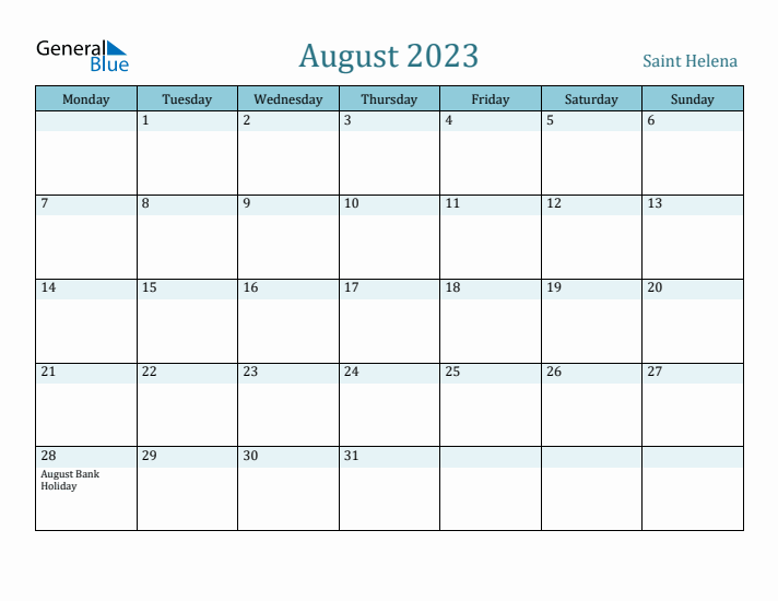 August 2023 Calendar with Holidays