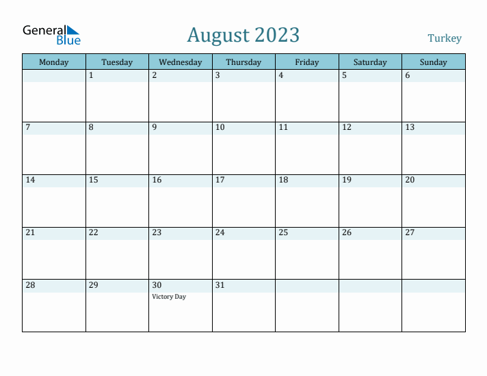 August 2023 Calendar with Holidays