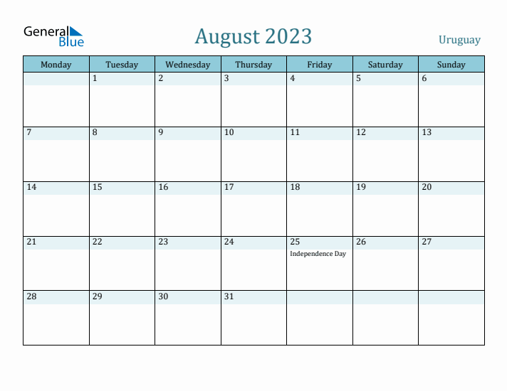 August 2023 Calendar with Holidays