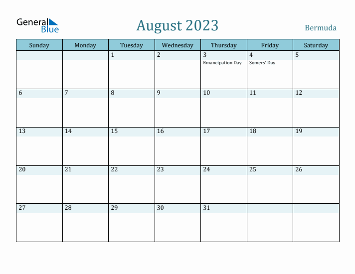 August 2023 Calendar with Holidays