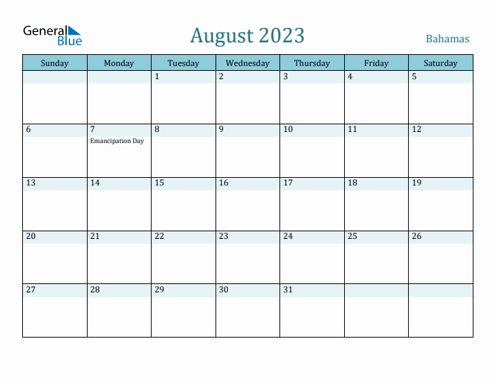 August 2023 Calendar with Holidays