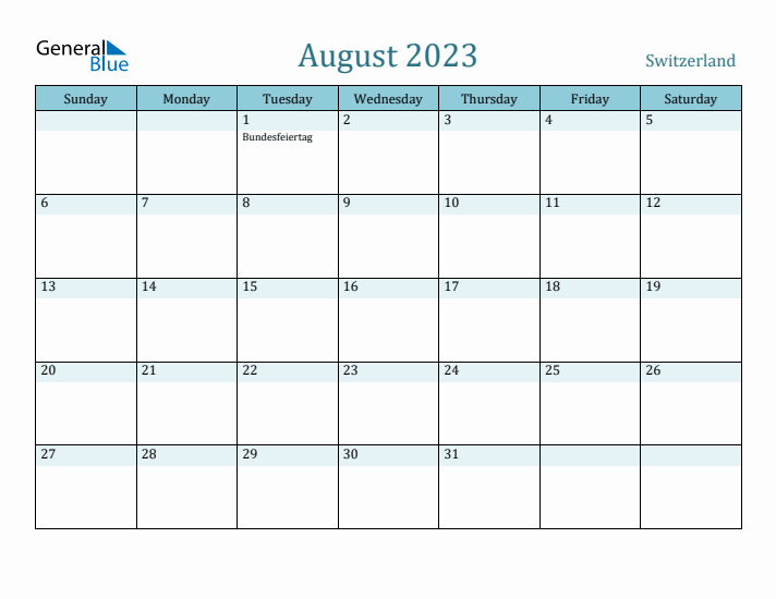 August 2023 Calendar with Holidays