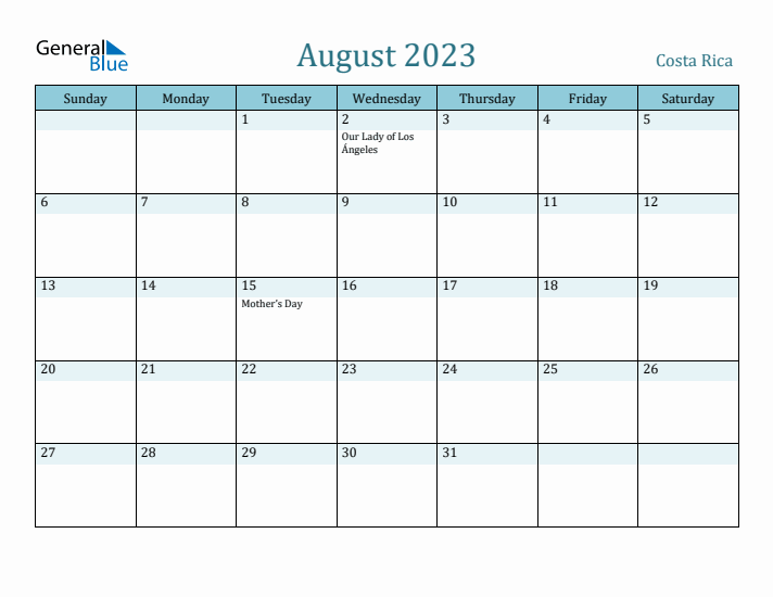 August 2023 Calendar with Holidays