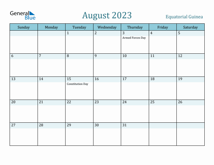 August 2023 Calendar with Holidays