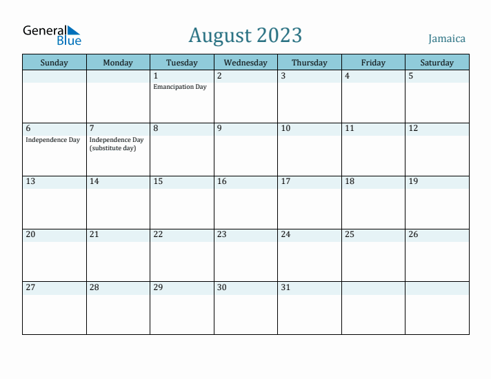 August 2023 Calendar with Holidays