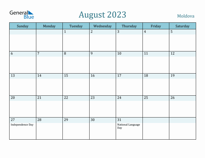 August 2023 Calendar with Holidays