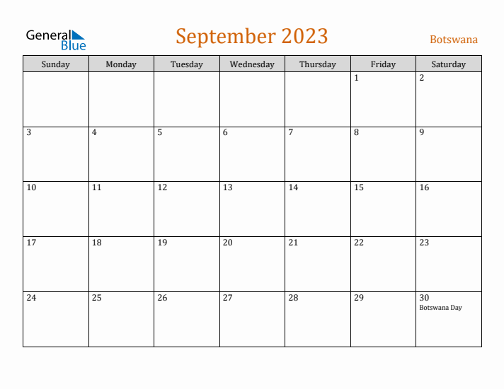 September 2023 Holiday Calendar with Sunday Start