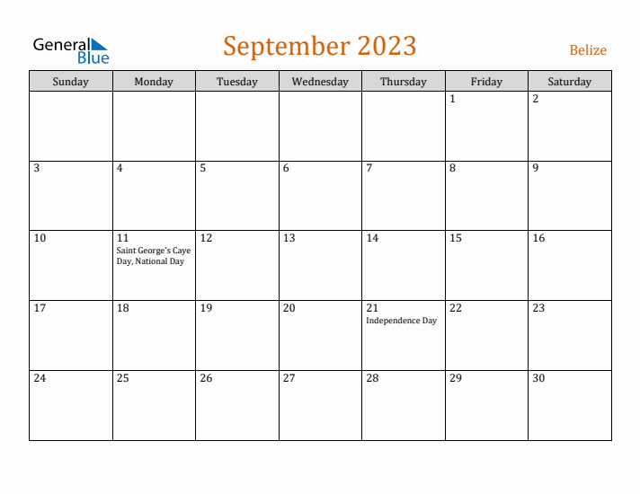 September 2023 Holiday Calendar with Sunday Start