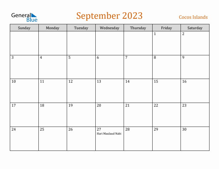 September 2023 Holiday Calendar with Sunday Start