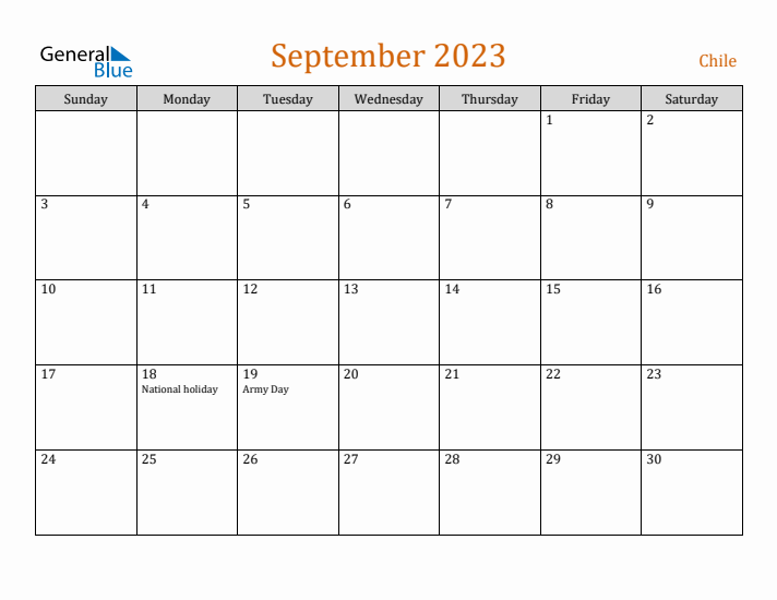 September 2023 Holiday Calendar with Sunday Start