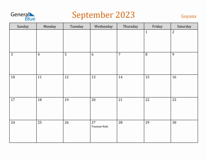 September 2023 Holiday Calendar with Sunday Start