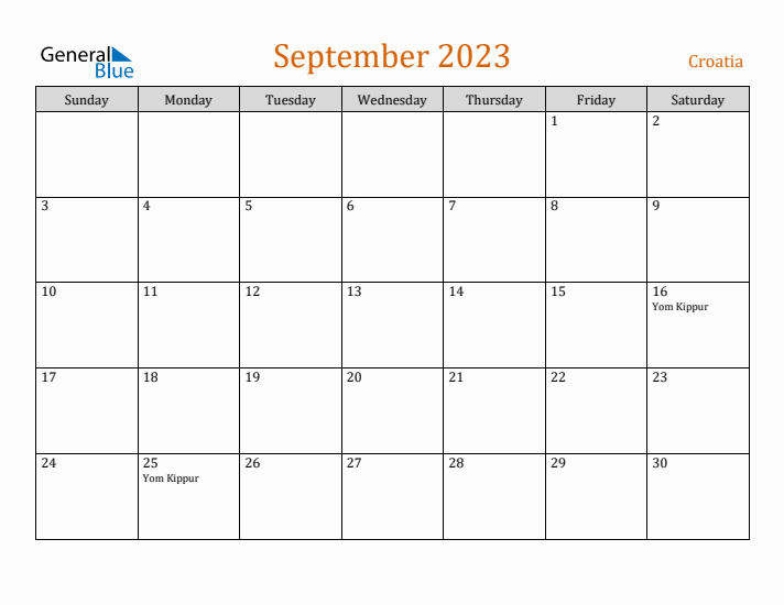 September 2023 Holiday Calendar with Sunday Start